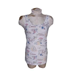 Victorias Secret‎ Tank Top Summer Travel Print Size M